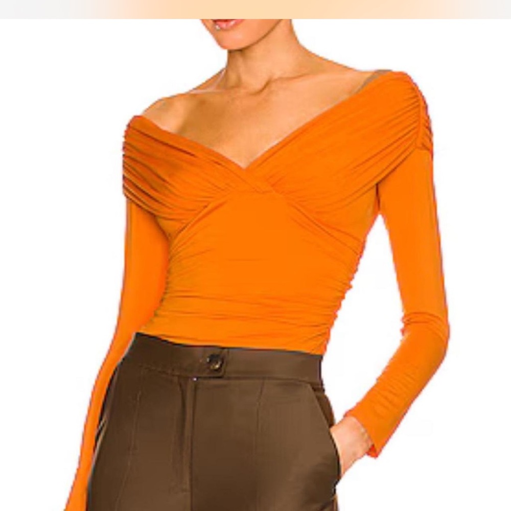 Revolve Hours Off-Shoulder Orange Bodysuit